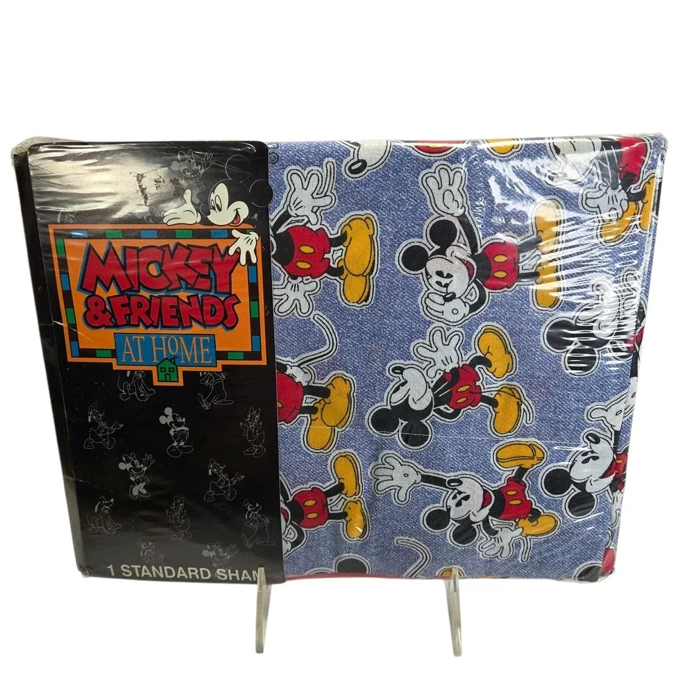 Wamsutta Mickey Mouse Walt Disney Pillow Sham Standard Size Blue Color Decor‎ Nw